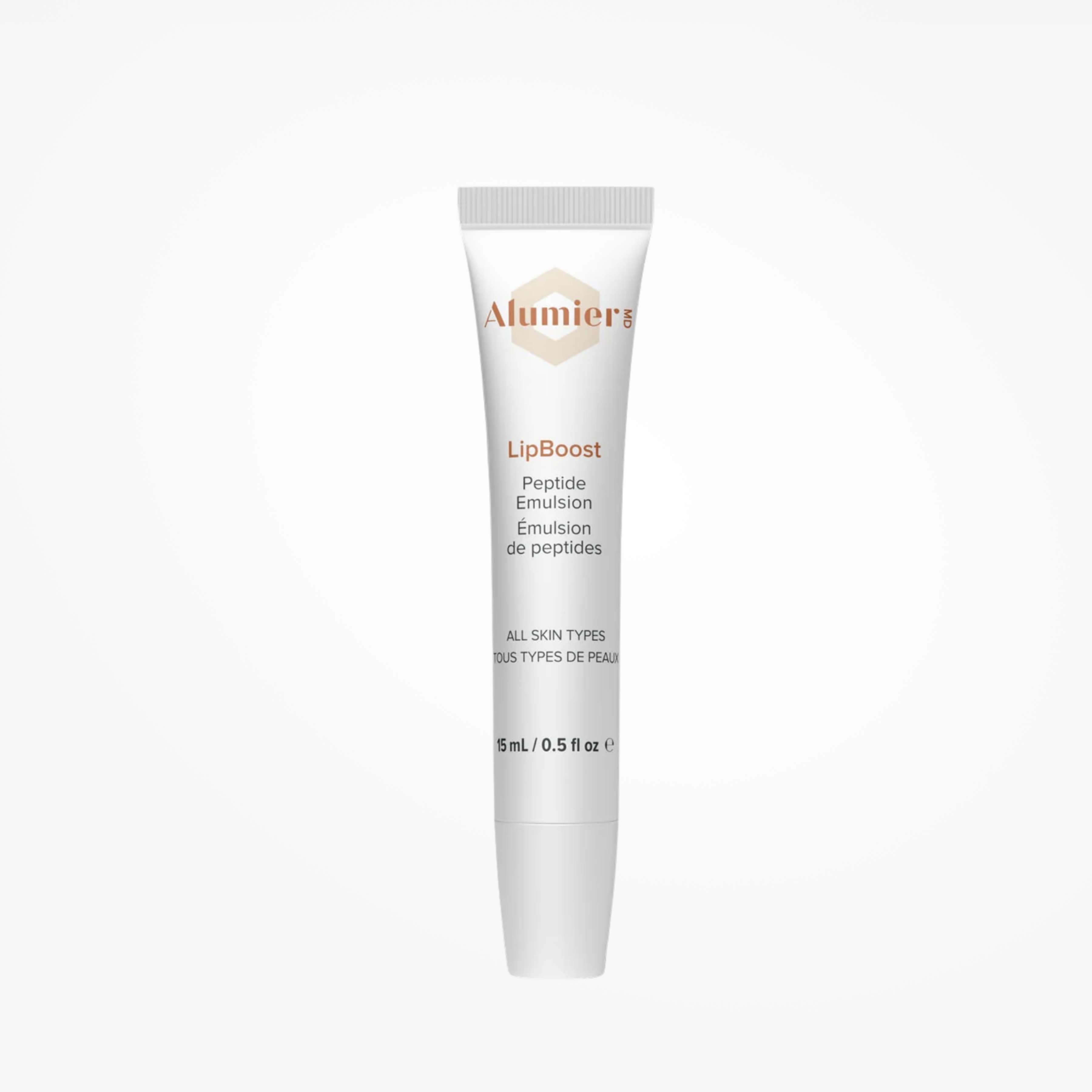Wedoskin Alumier LipBoost lip treatment in a sleek tube, designed to hydrate and enhance the lips' appearance.