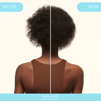 Amika Hydro Rush Intense Moisture Conditioner in a sleek bottle, showing before and after images of hydrated, healthy hair.
