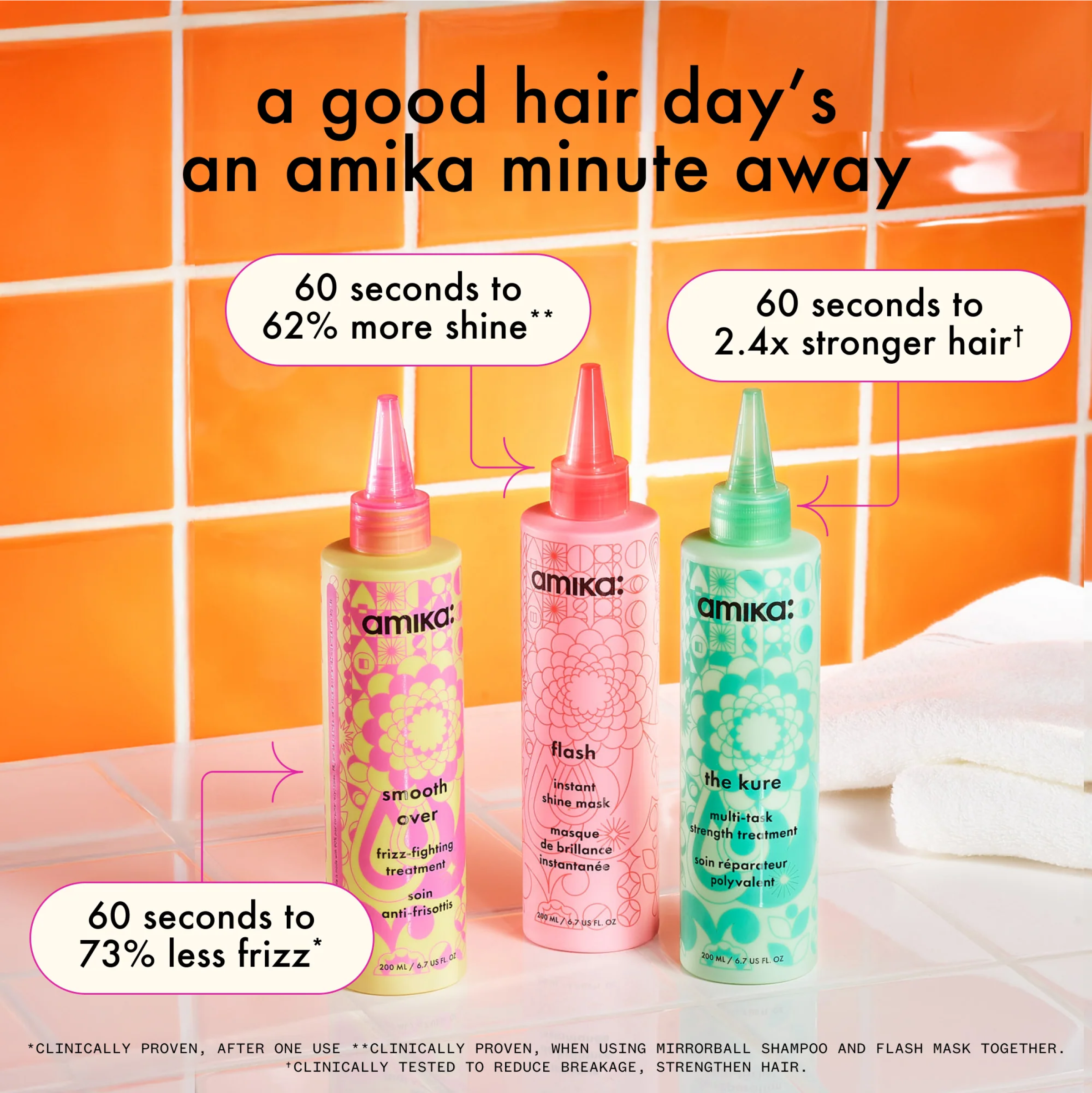 Amika Smooth Over frizz-fighting treatment hair mask in a jar, designed to tame frizz and smooth hair for a polished look.