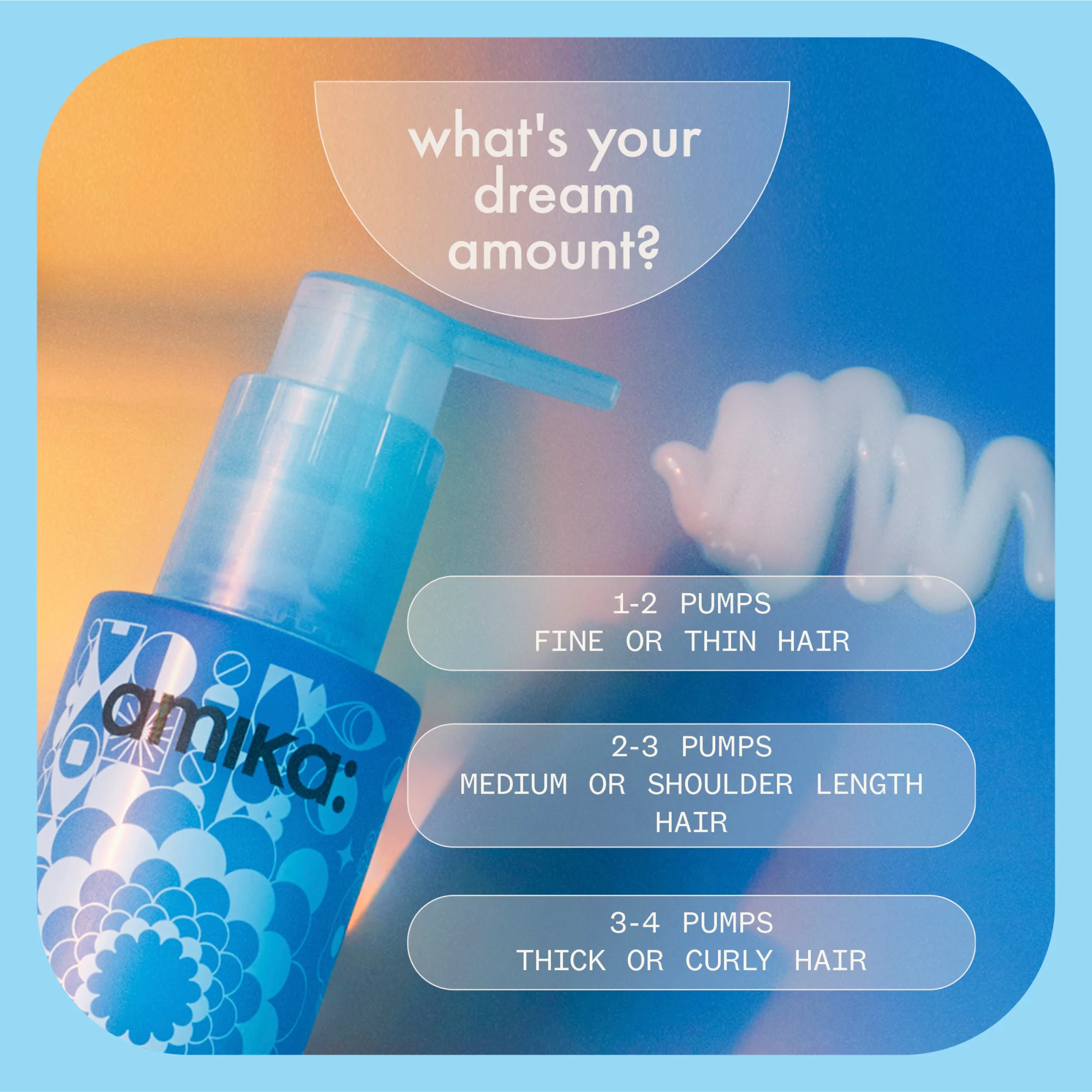 Amika Dream Routine Overnight Hydrating Hair Mask in a jar, showcasing the product label and creamy texture.