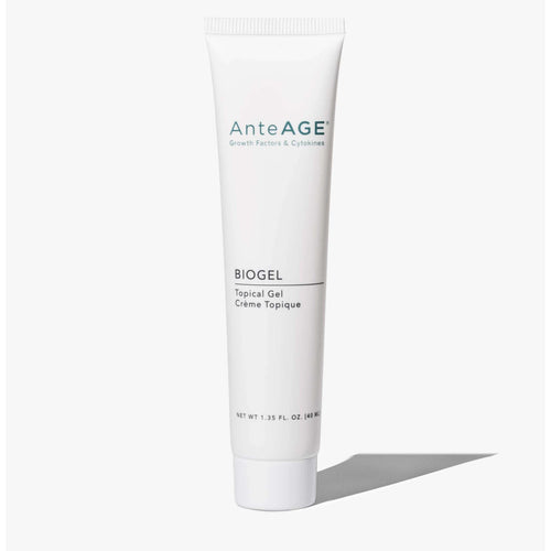wedoskin AnteAGE MD Biogel topical gel in a clear tube, designed as a nourishing serum or concentrate for skin care.
