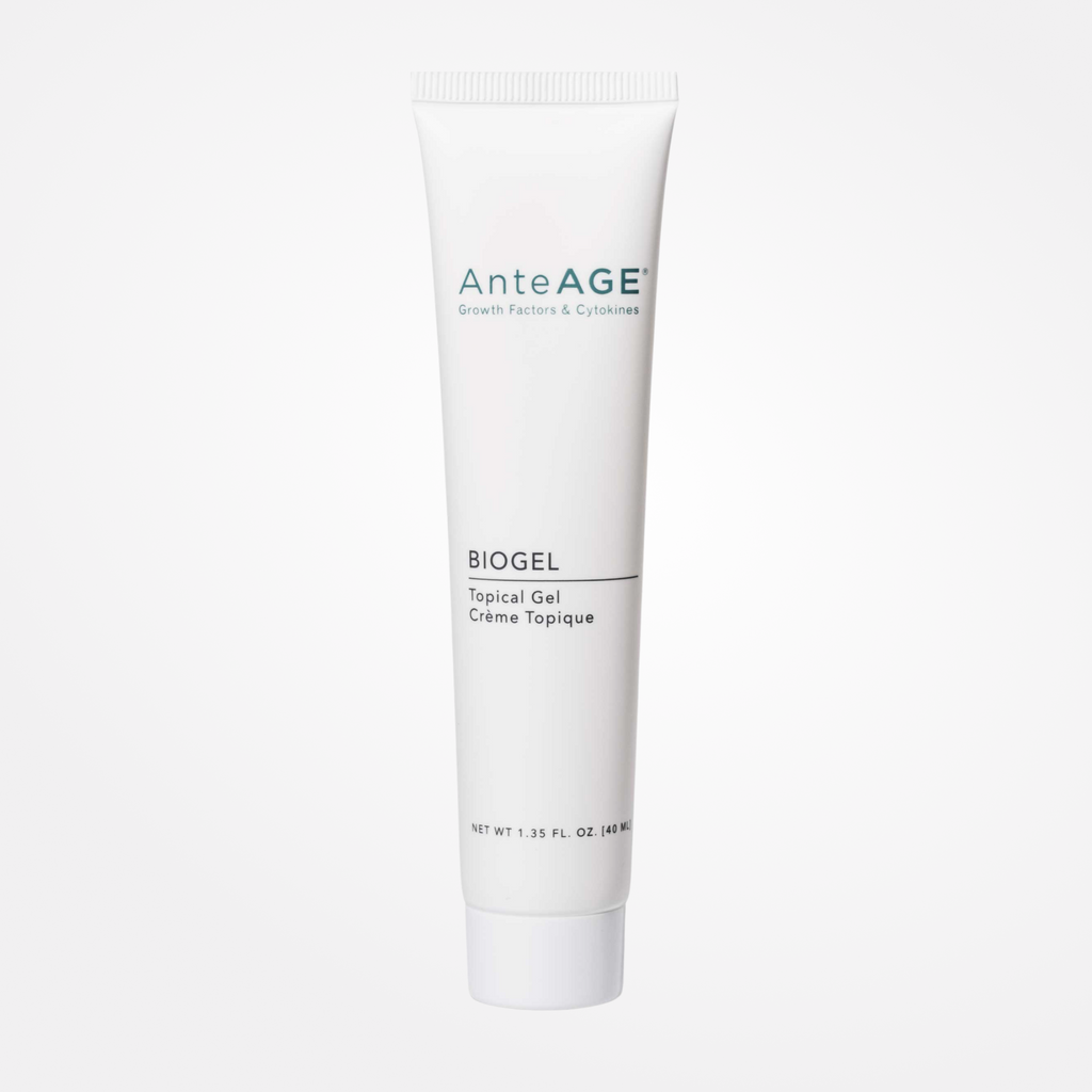 wedoskin AnteAGE MD Biogel in a 1.35 fl oz tube, a topical gel serum for skin rejuvenation and healing.