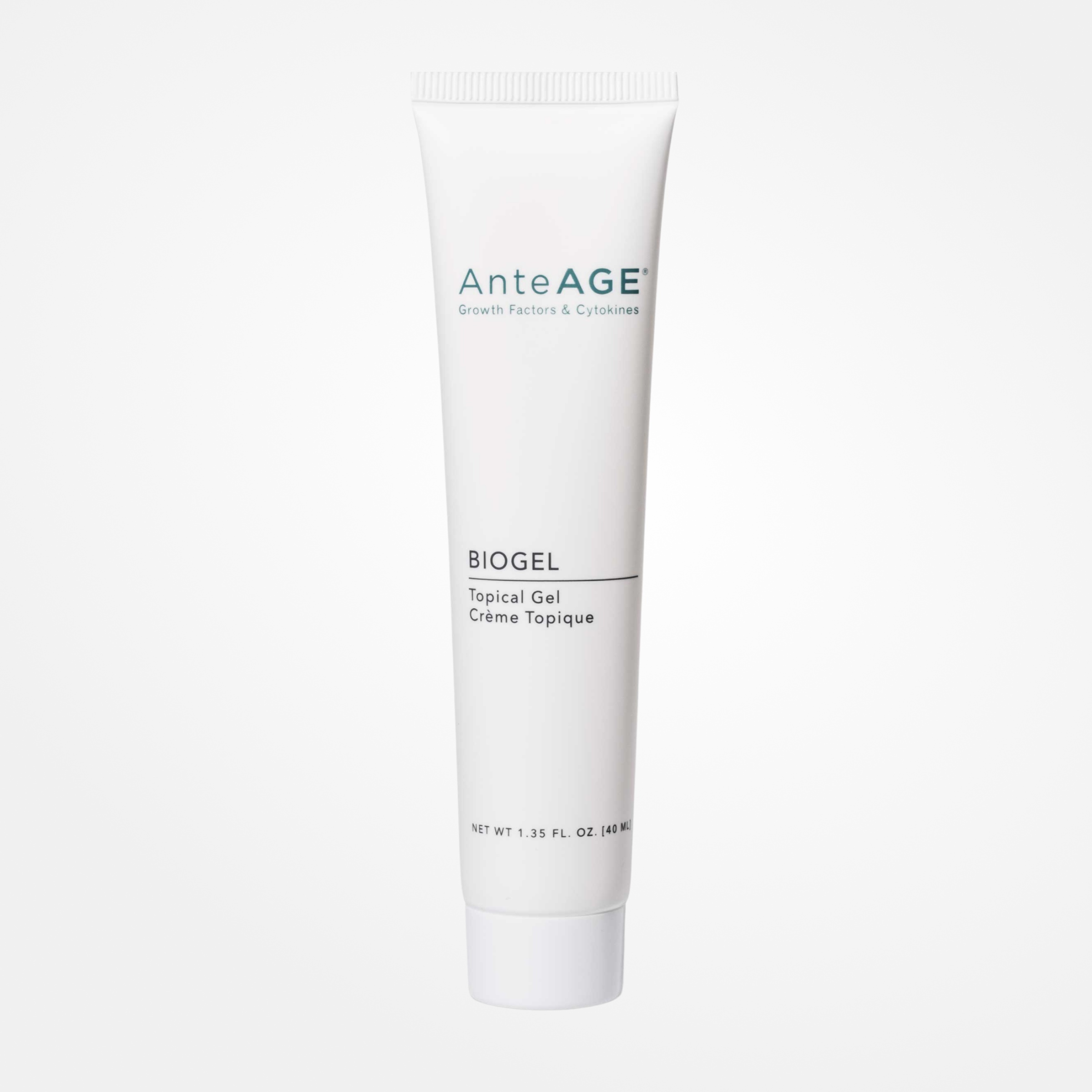 wedoskin AnteAGE MD Biogel in a 1.35 fl oz tube, a topical gel serum for skin rejuvenation and healing.