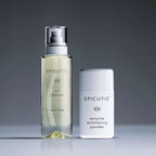 Wedoskin Epicutis Cleansing Essentials Set with skincare products in white and clear bottles on a clean surface.