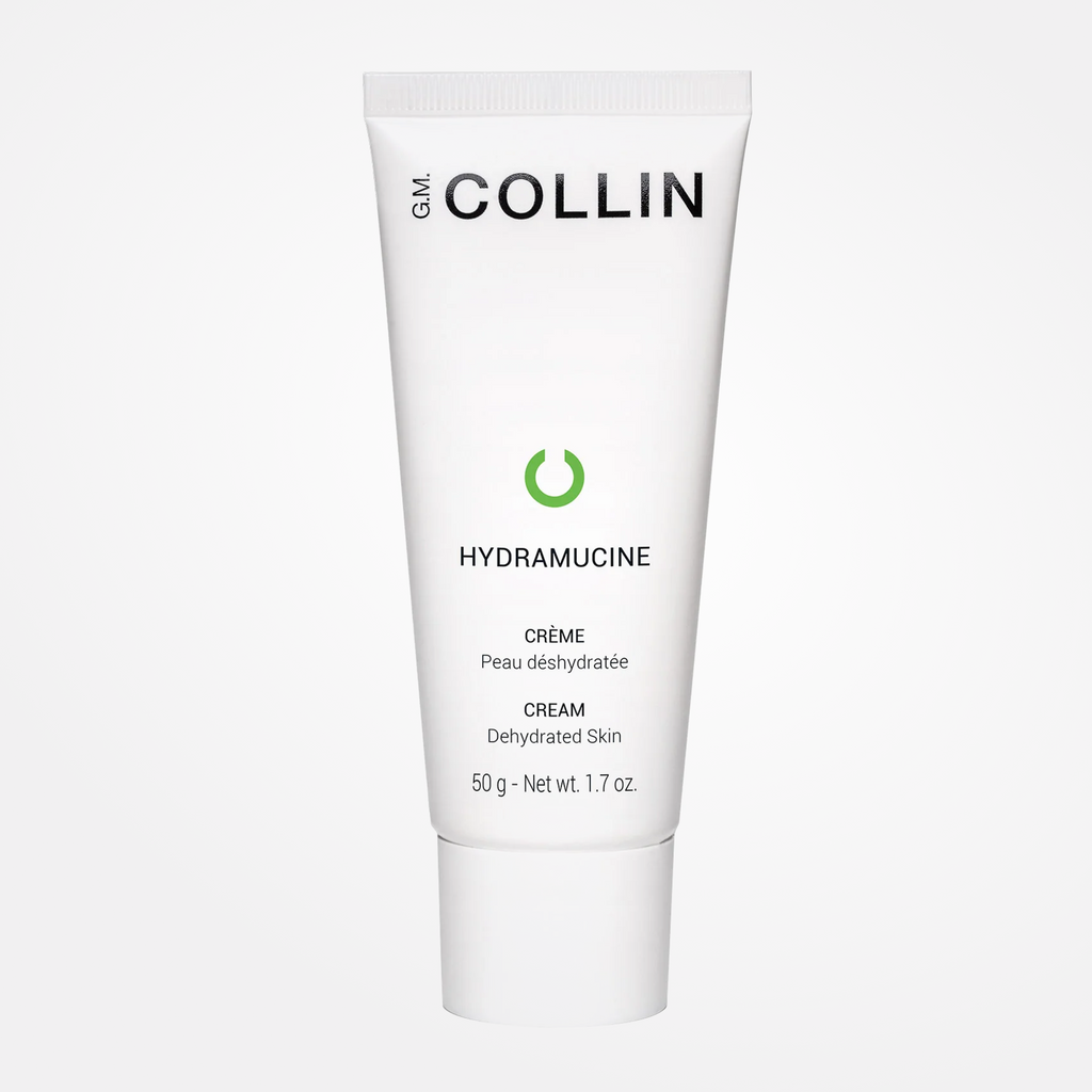 GM Collin Hydramucine Cream moisturizer jar with smooth, hydrated skin visible in the image, from Wedoskin's skincare collection.