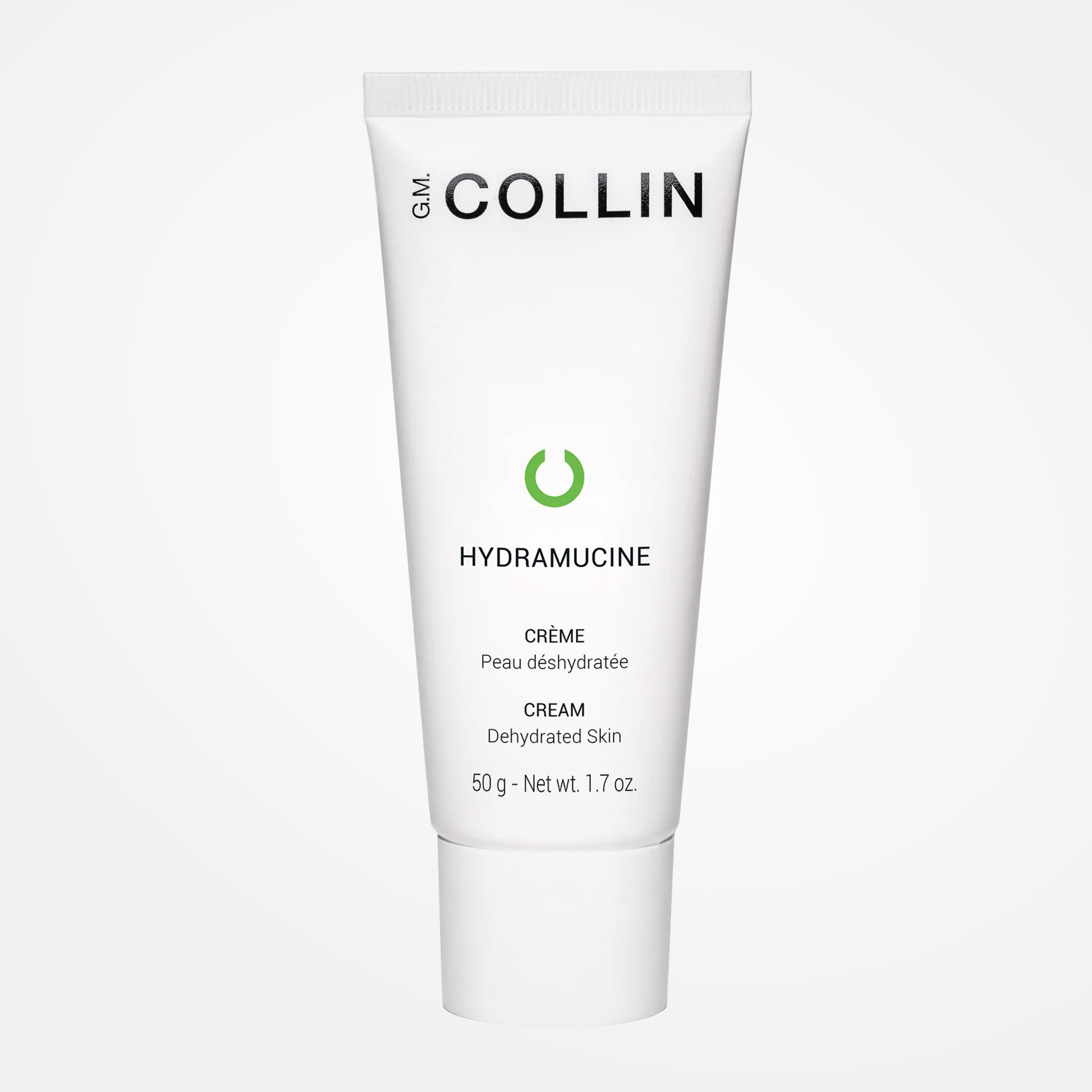 GM Collin Hydramucine Cream moisturizer jar with smooth, hydrated skin visible in the image, from Wedoskin's skincare collection.