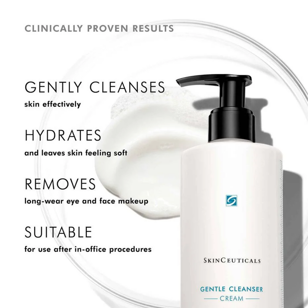 SkinCeuticals Gentle Cleanser cream in a tube, designed for sensitive skin, with a soft, creamy texture and gentle cleansing formula.
