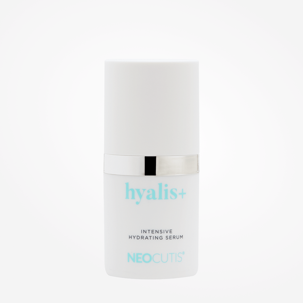 Neocutis Hyalis+ intensive hydrating serum in a sleek bottle, designed to boost skin moisture and smoothness.