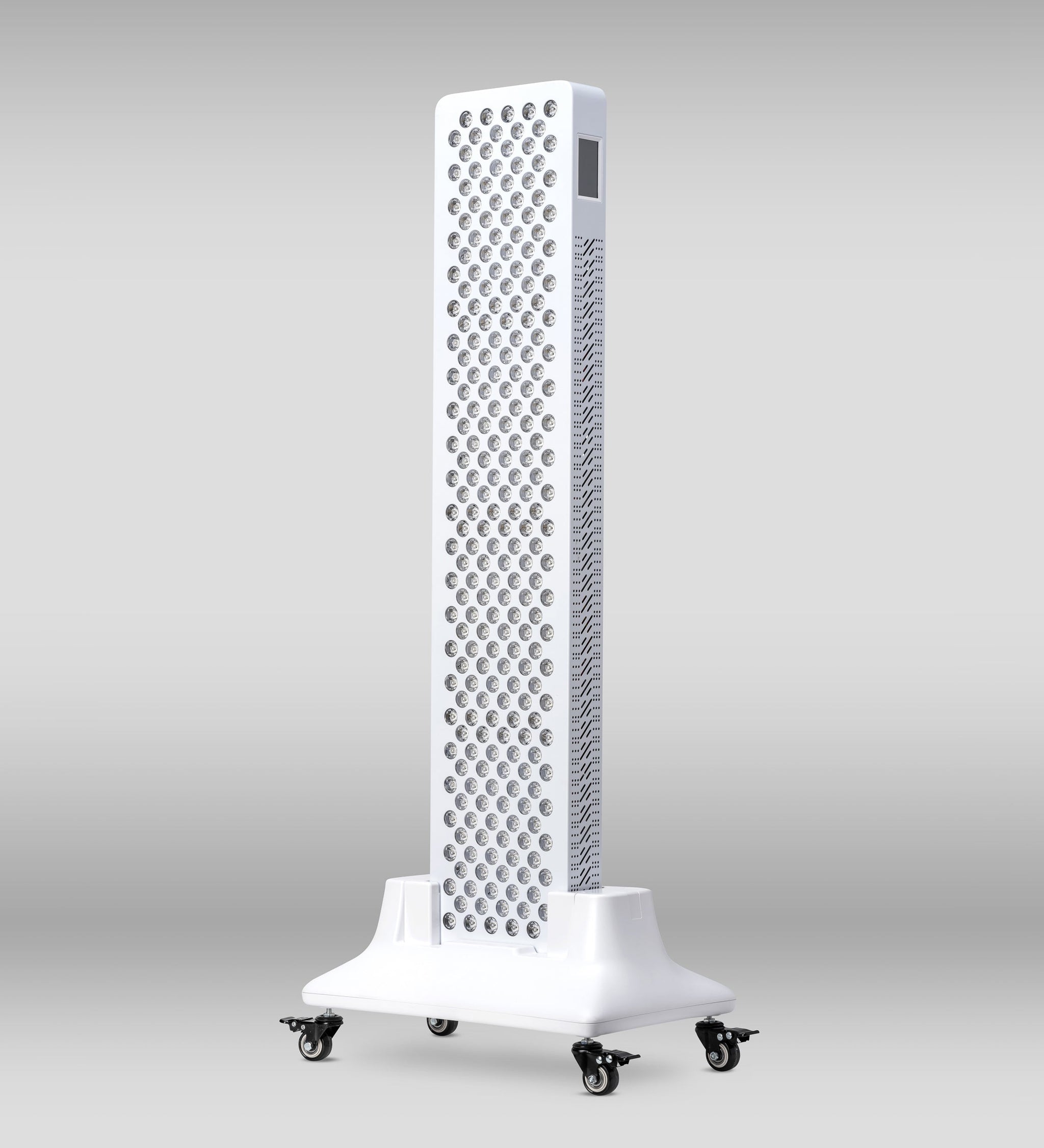 Orion One Plus red light therapy device with stand, showing the sleek red light panel and adjustable stand for targeted treatment.