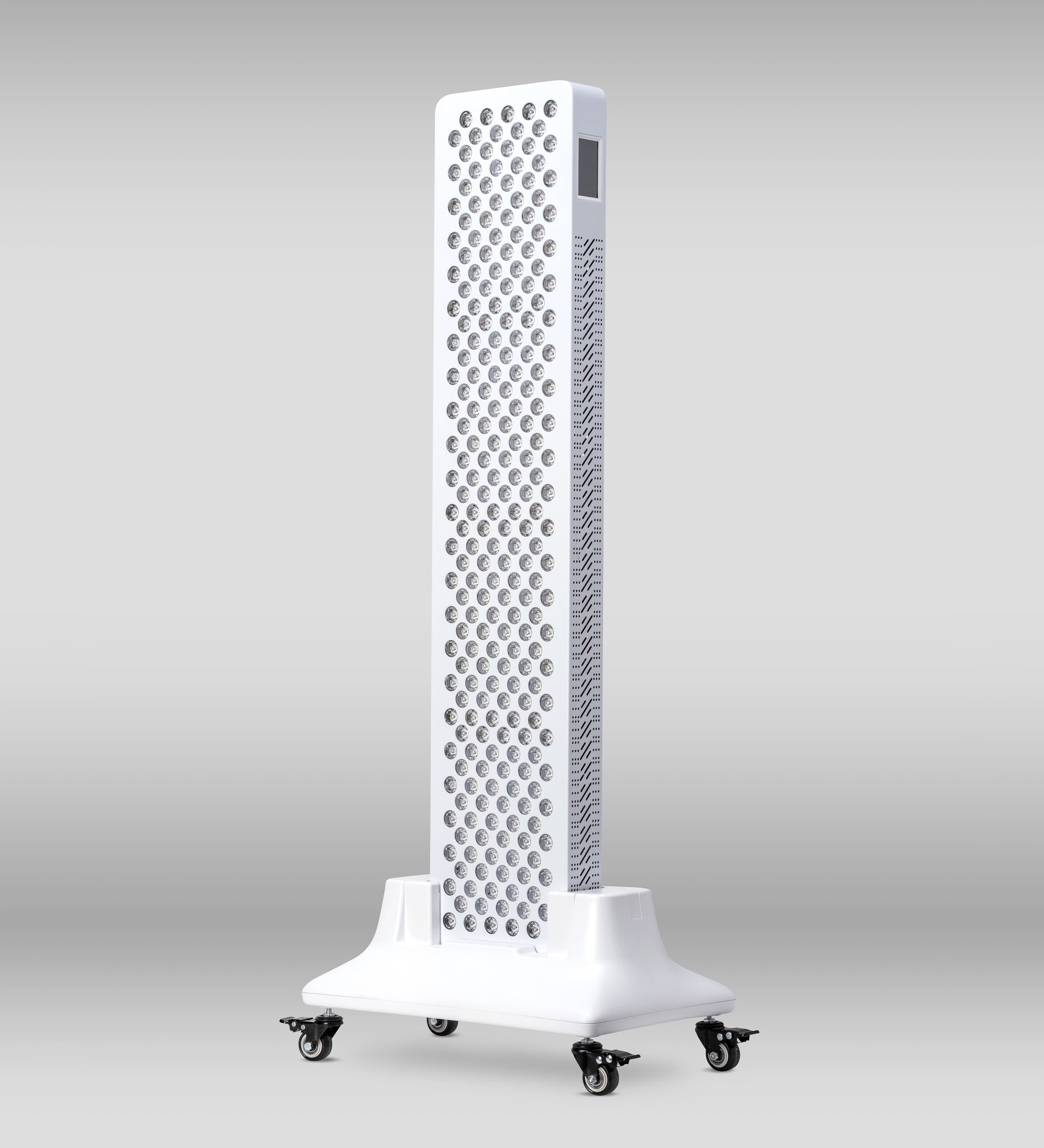 Orion One Plus red light therapy device with stand, showing the sleek red light panel and adjustable stand for targeted treatment.