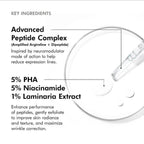 SkinCeuticals P-TIOX needle-free anti-wrinkle serum bottle with ingredients list on a white background