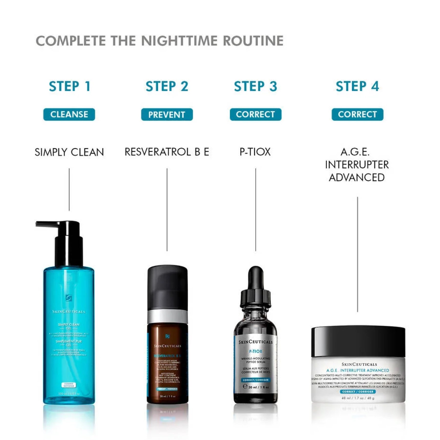 SkinCeuticals P-TIOX needle-free anti-wrinkle serum in a sleek bottle, designed for night skincare routines.