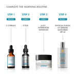Wedoskin SkinCeuticals P-TIOX needle-free anti-wrinkle serum bottle with dropper, part of skincare routine, in a clean, modern setting.