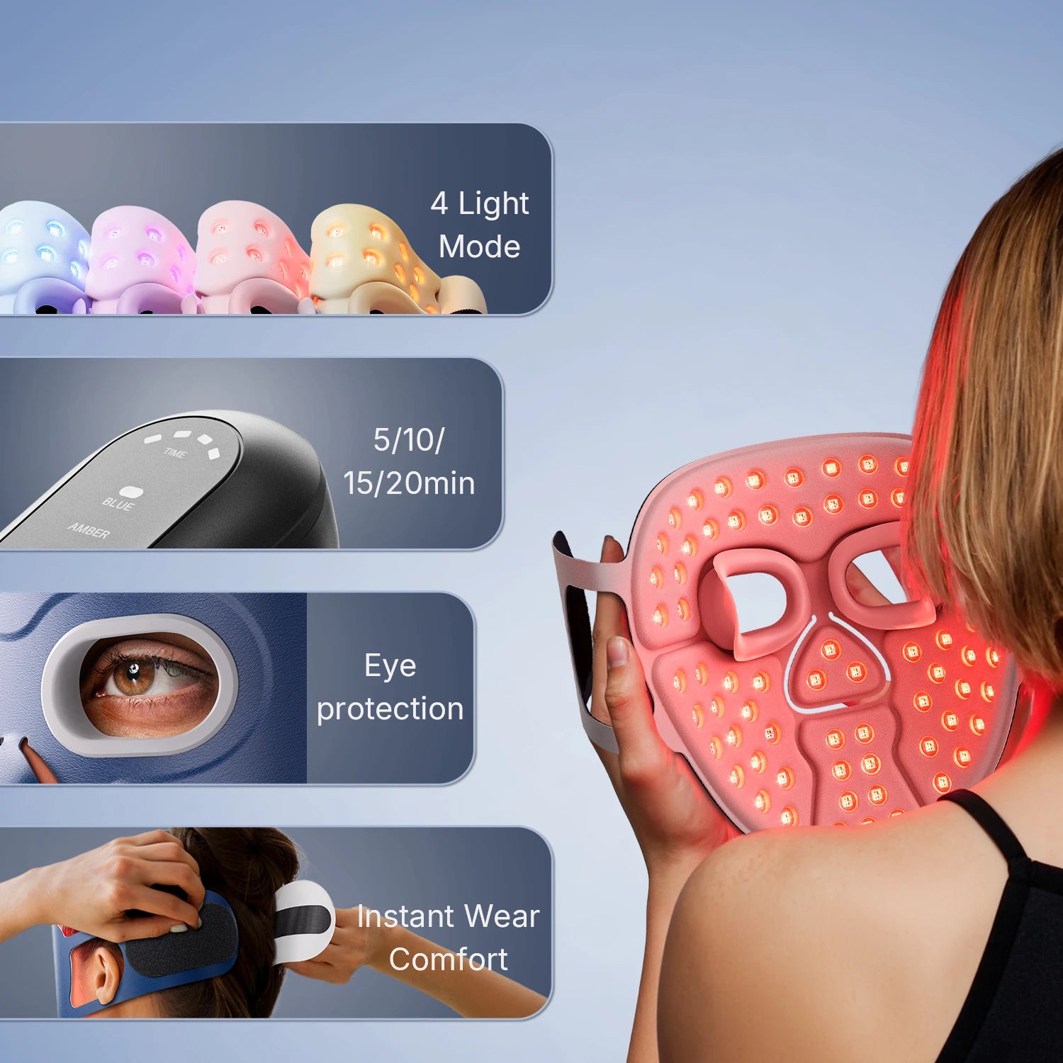 MediSpa Aesthetica Hello Face 510K wireless near-infrared and red light facial mask for anti-aging skincare treatment.