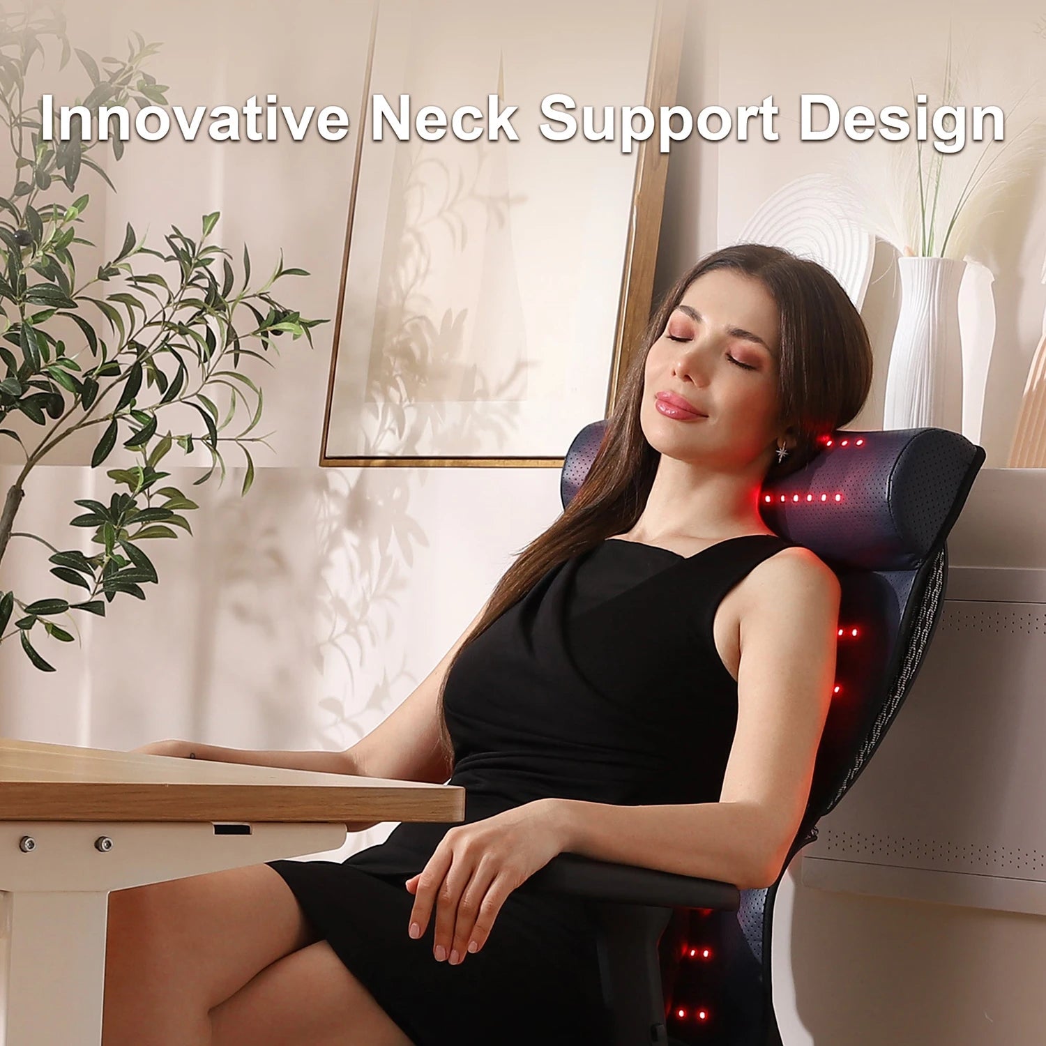 Red Light Therapy Mat with 675 LEDs, far infrared heat, and ergonomic 3D neck support by The Clinica Shop.