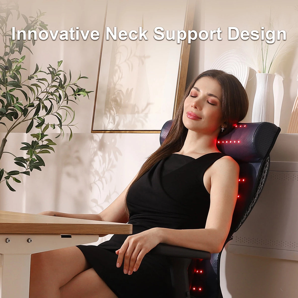 Red Light Therapy Mat with 675 LEDs, far infrared heat, and ergonomic 3D neck support by The Clinica Shop.