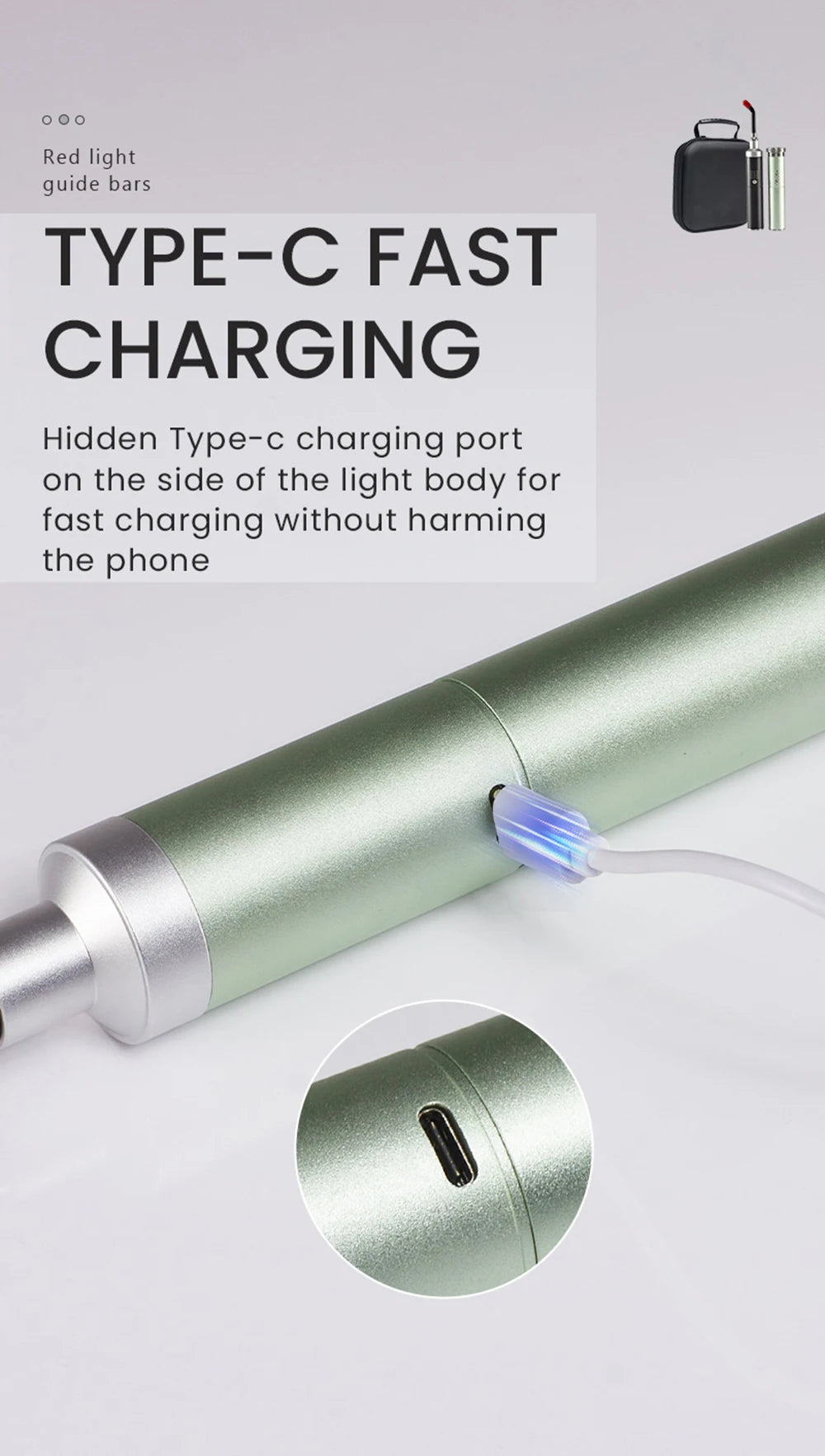 Light with Type-C fast charging feature on a white background