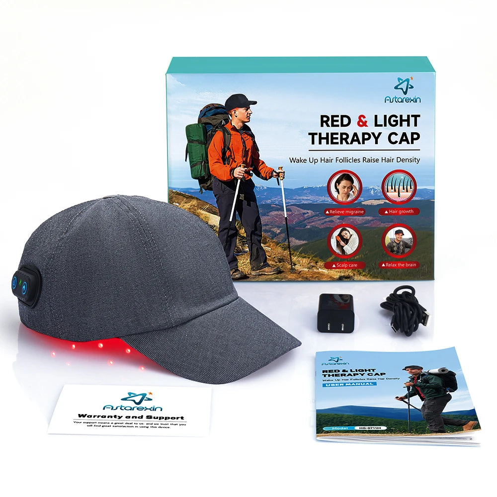 Infrared LEDs 660nm and 850nm red light therapy hair growth cap for hair repair by MediSpa Aesthetica.