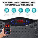MediSpa Aesthetica vibration plate exercise machine for weight loss with 330 lbs capacity, shown in a home gym setting