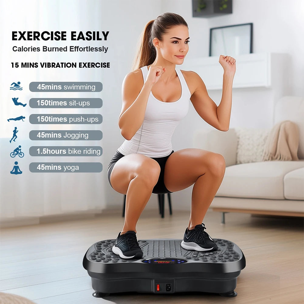MediSpa Aesthetica vibration plate exercise machine with digital display for weight loss and body toning, supports up to 330 lbs.