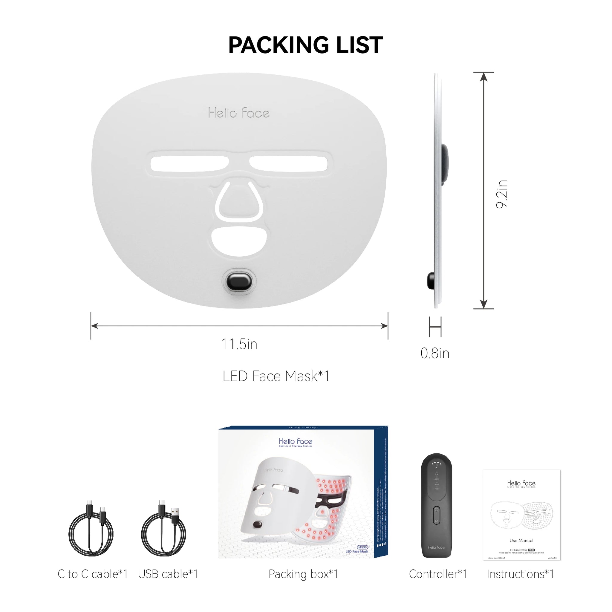 Hello Face 510K wireless near-infrared and red light facial mask by MediSpa Aesthetica, designed for anti-aging skincare treatment.