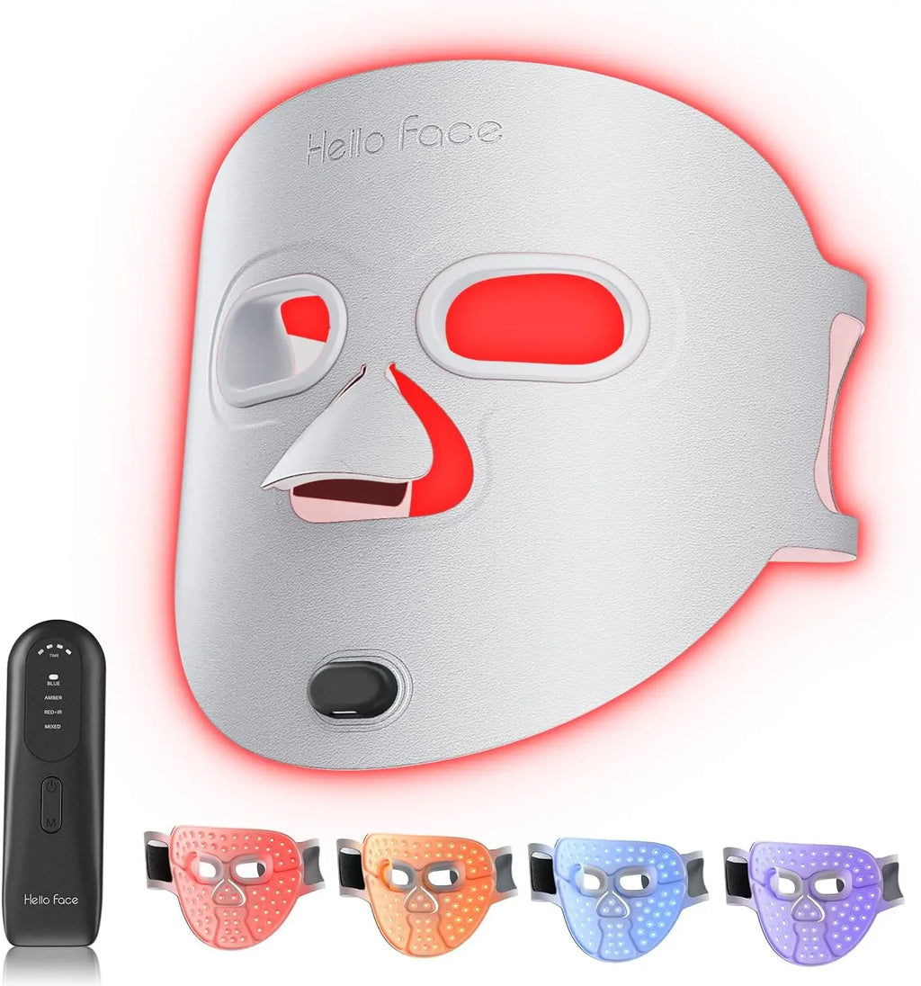 MediSpa Aesthetica Hello Face 510K wireless near-infrared and red light facial mask for anti-aging skincare treatment.