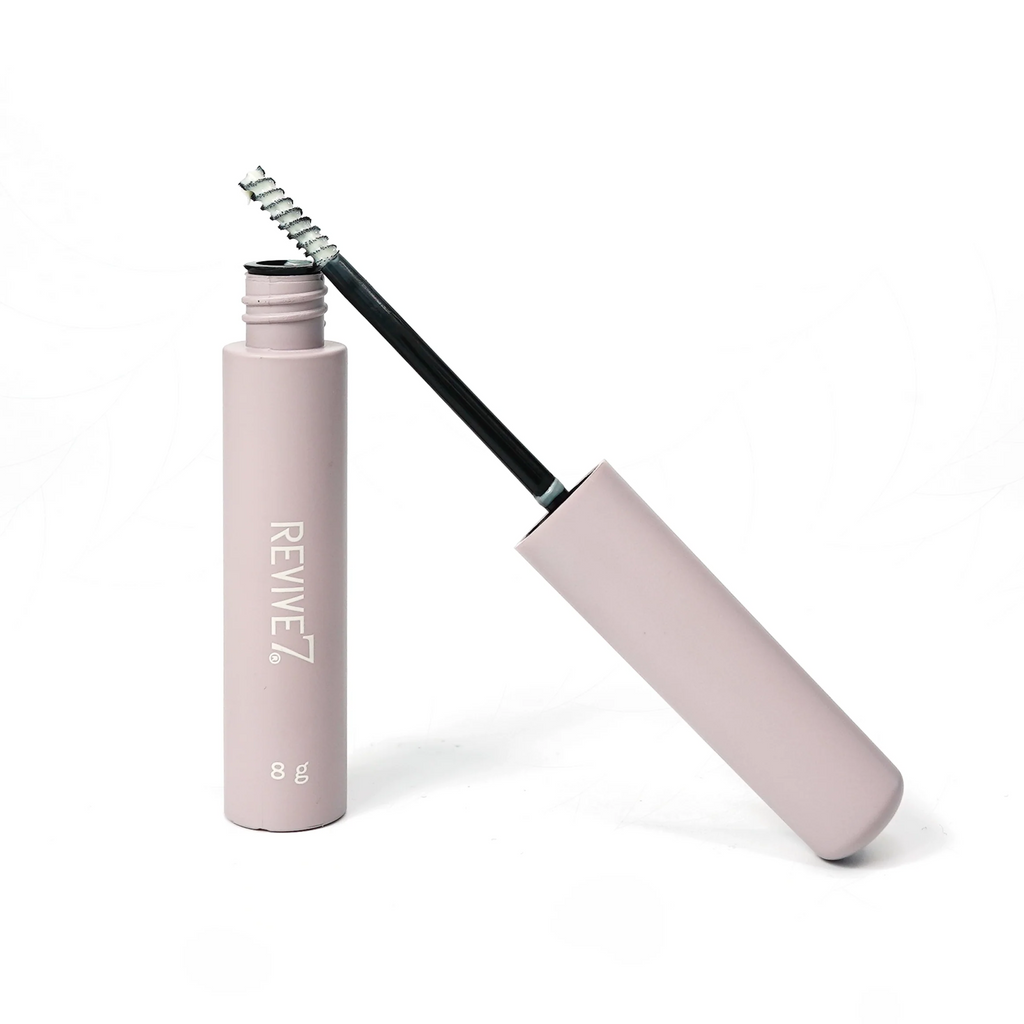 Wedoskin Sculpt Brow x Revive7 brow kit with eyes, neck, and lips, featuring natural eyebrow sculpting and skincare components.