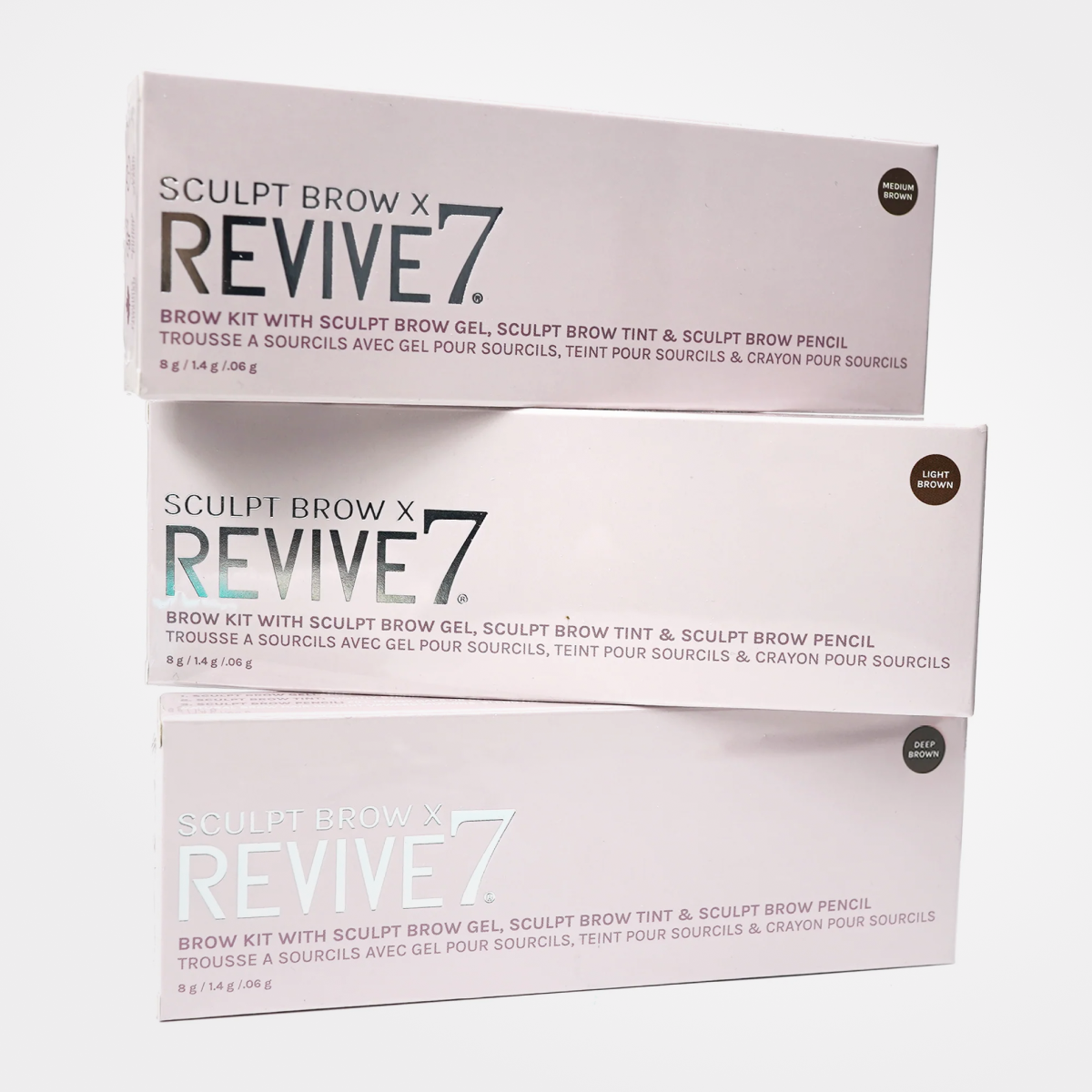 wedoskin Sculpt Brow x Revive7 Brow Kit with various shades for eye and brow enhancement, featuring natural color options.