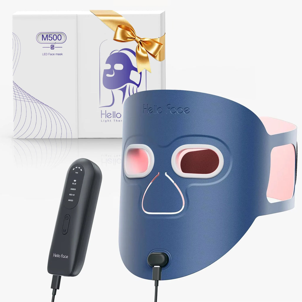 MediSpa Aesthetica Hello Face 510K wireless near-infrared and red light facial mask for anti-aging skincare treatment.
