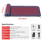 Professional red light therapy mat with infrared heat and 3D neck support, featuring 675 LEDs for targeted skin and pain relief.