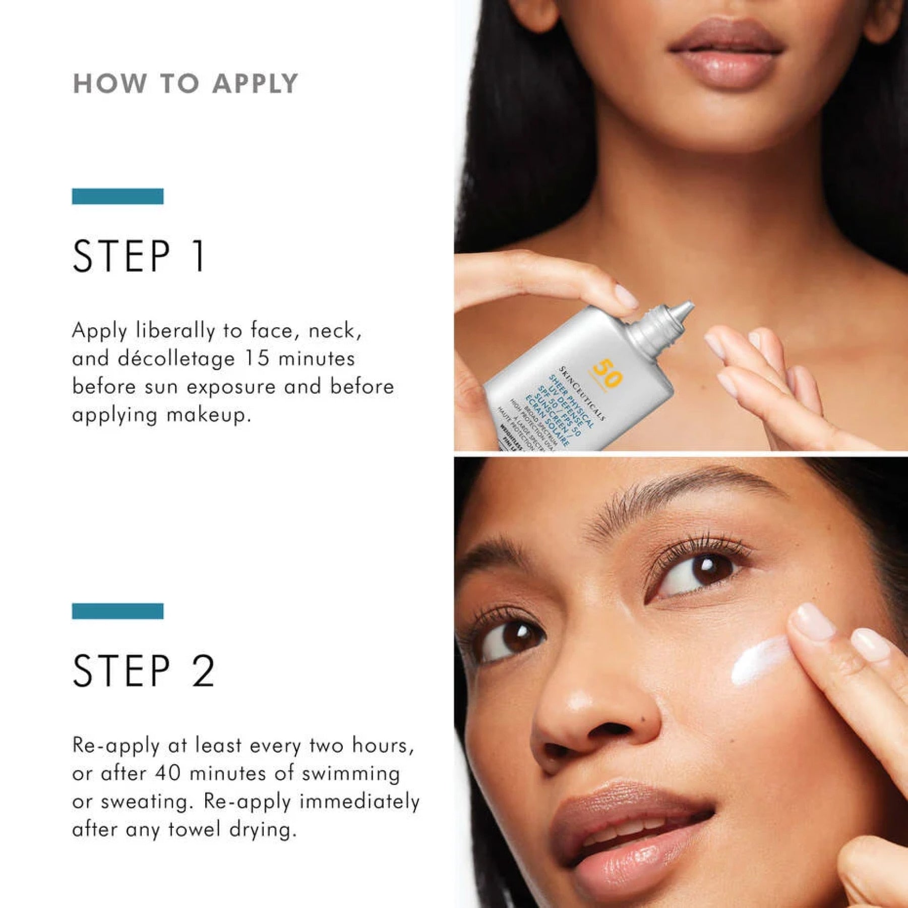 Sheer Physical UV Defense SPF 50 sunscreen by wedoskin being applied to the skin, demonstrating proper usage and texture.