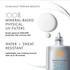 Sheer SkinCeuticals UV Defense SPF 50 sunscreen tube with a smooth, tinted finish, shown in a close-up image.