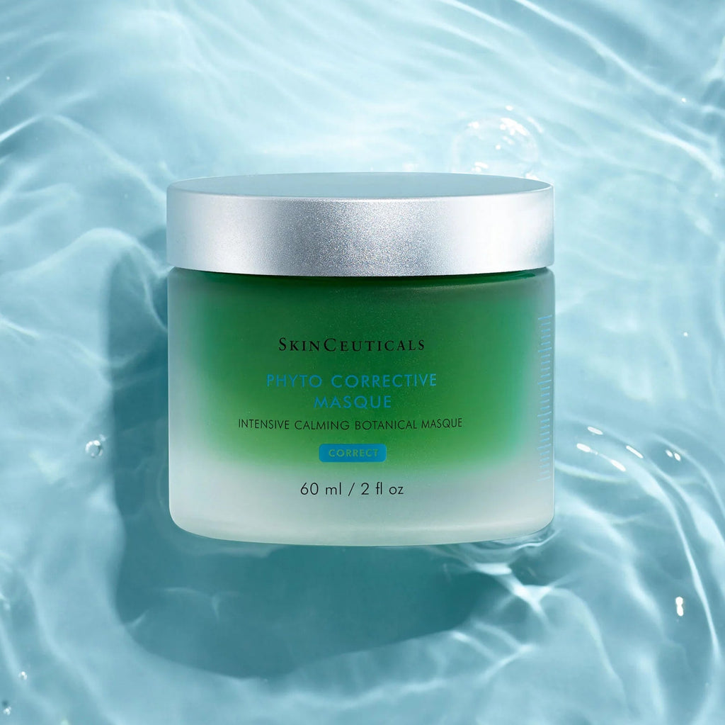 SkinCeuticals Phyto Corrective Mask in a sleek jar, part of wedoskin's Masks & Peels collection, with a smooth, green-tinted clay appearance.