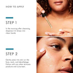 SkinCeuticals Silymarin CF serum bottle with dropper, showing how to apply the antioxidant concentrate for skincare.