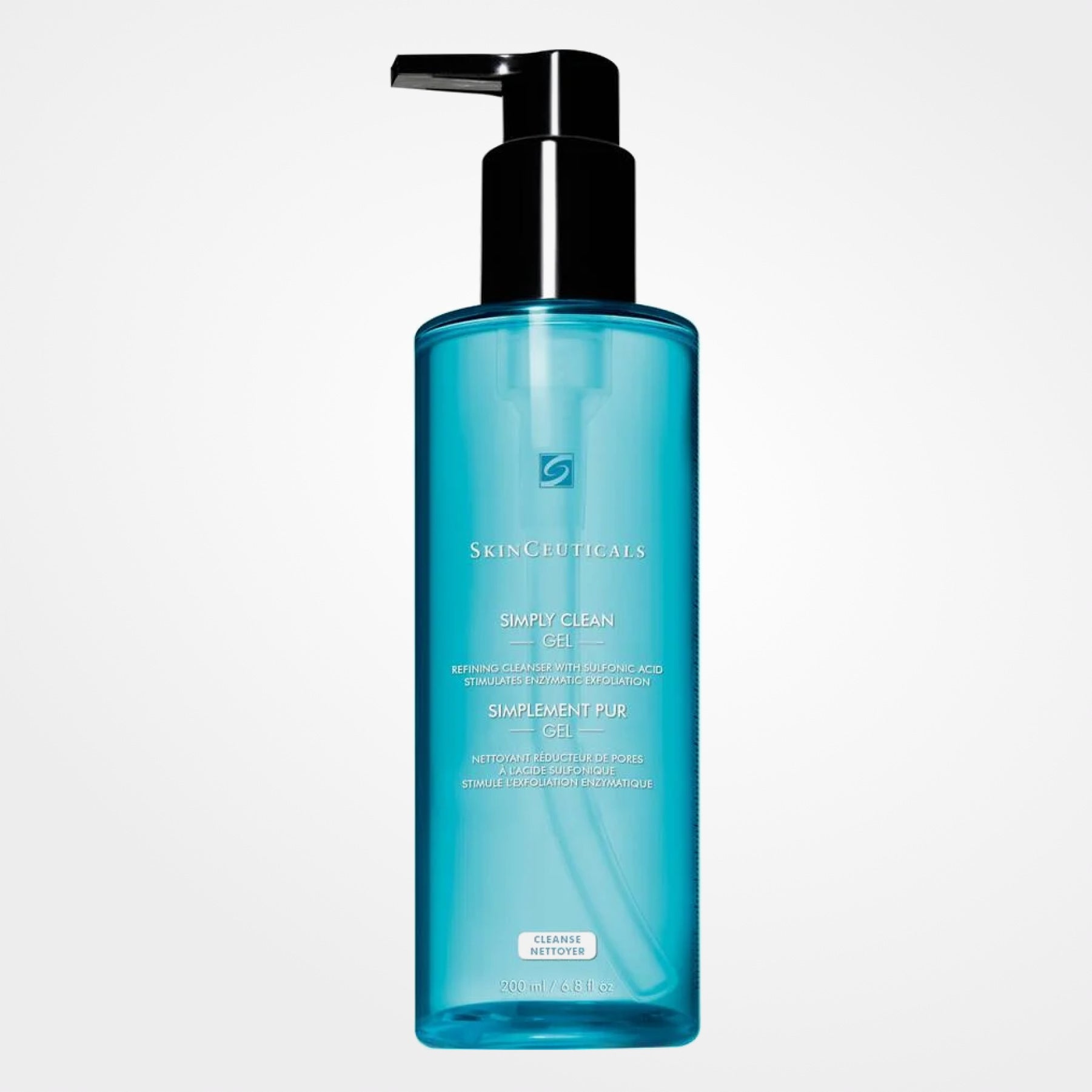 SkinCeuticals Simply Clean cleanser by wedoskin, showing a clear bottle with the product label and clean design.