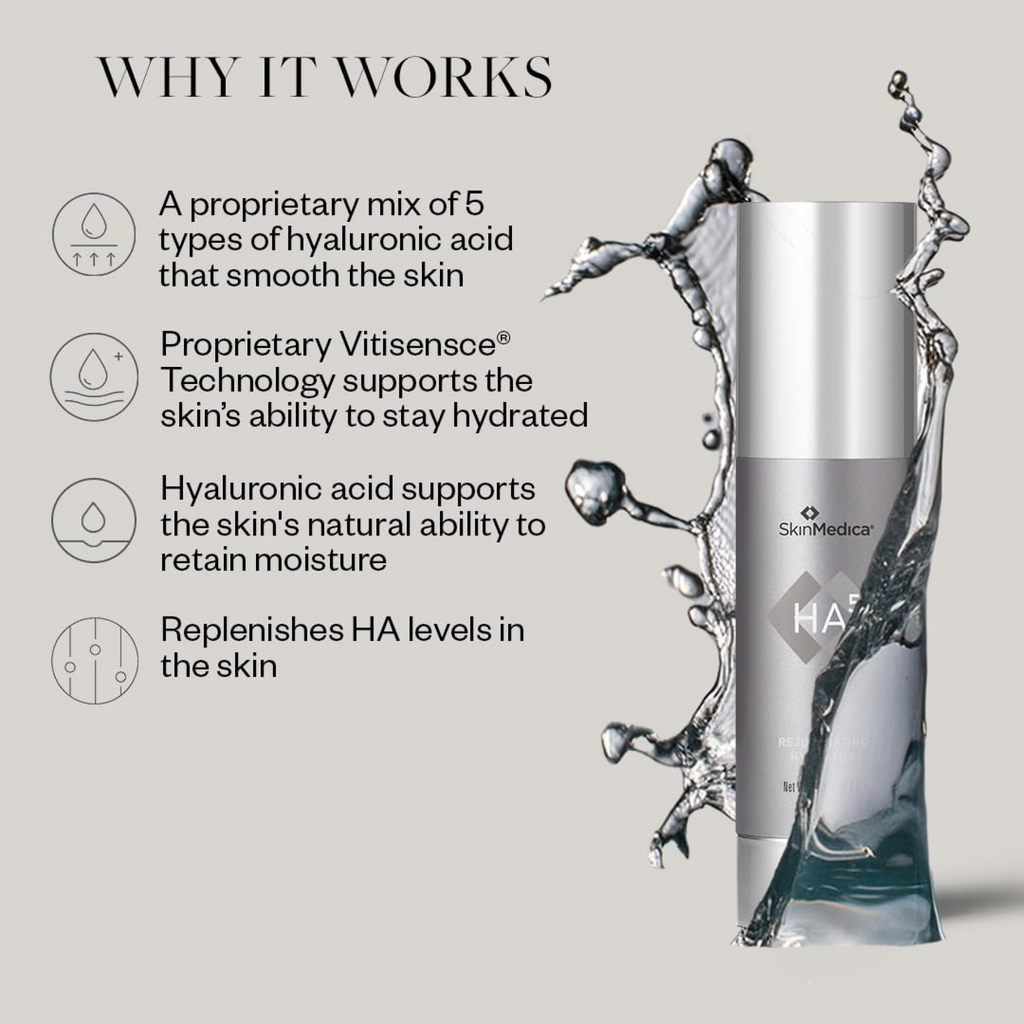 SkinMedica HA5 Rejuvenating Hydrator moisturizer bottle with applicator, showcasing its hydrating and rejuvenating skincare formula.