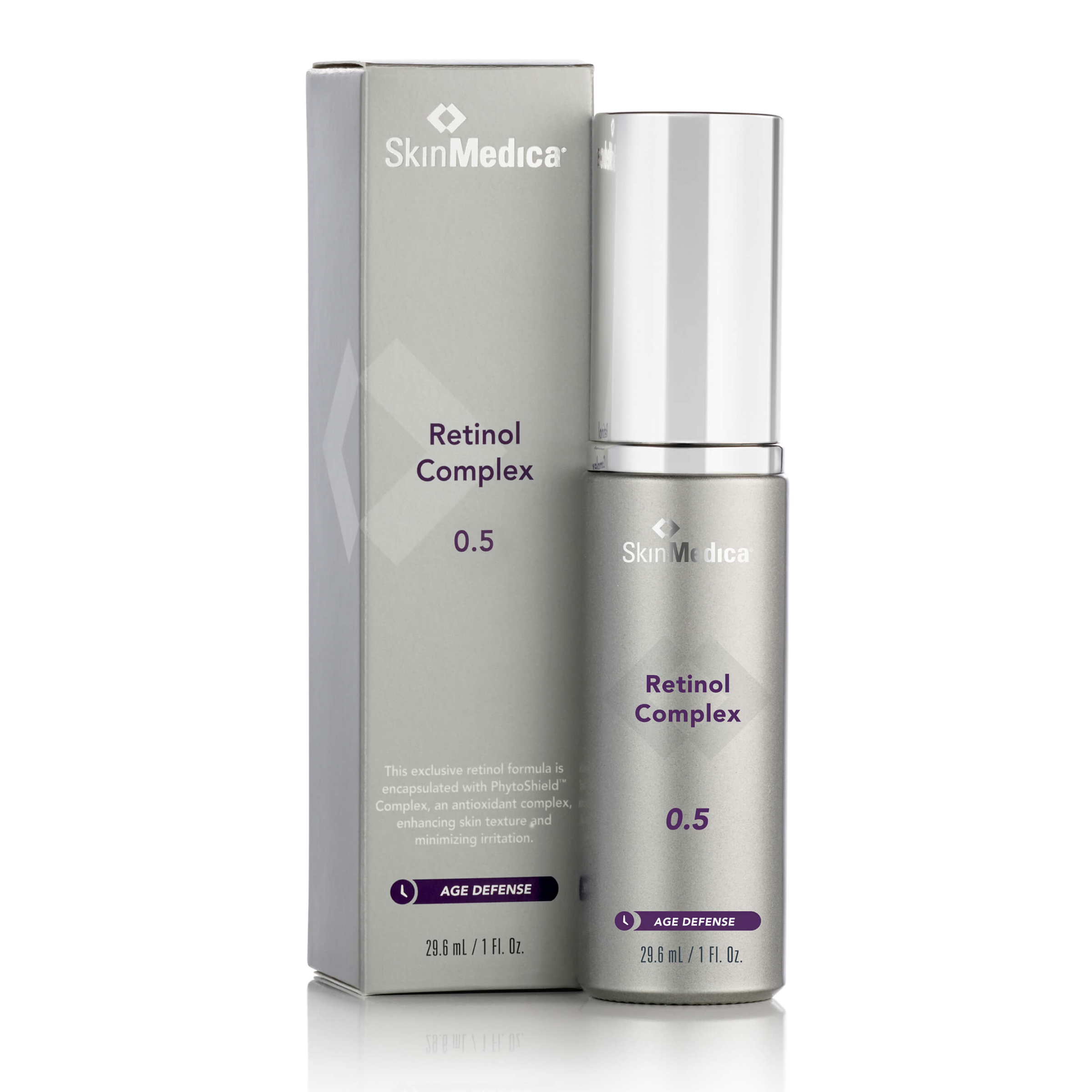 SkinMedica Retinol Complex 0.5 bottle with dropper, designed for skincare and anti-aging treatment, in a sleek white container.