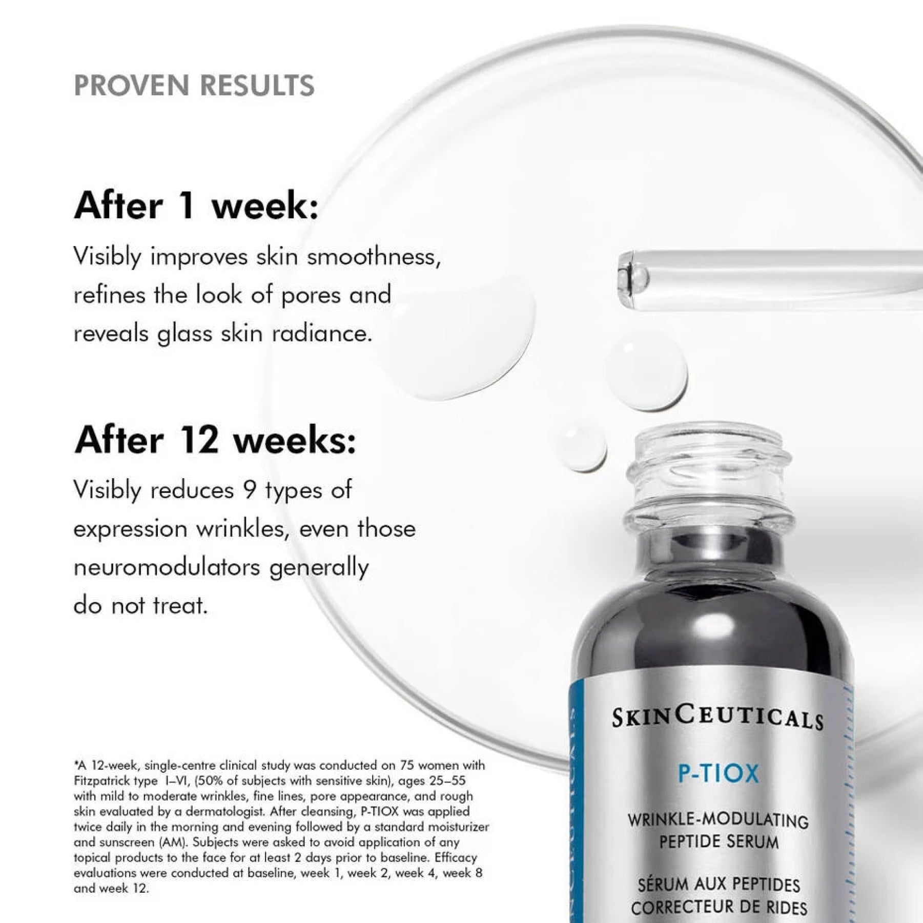 SkinCeuticals P-TIOX Needle-Free Anti-Wrinkle Serum from wedoskin, showcasing sleek bottle and applicator for youthful skin.