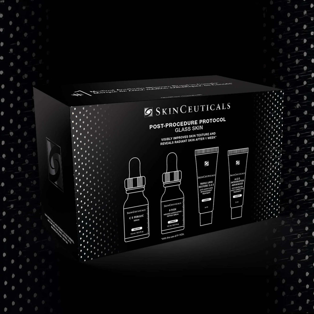 SkinCeuticals Glass Skin Post-Procedure Protocol kit by wedoskin, featuring skincare products for optimal skin recovery and glow.