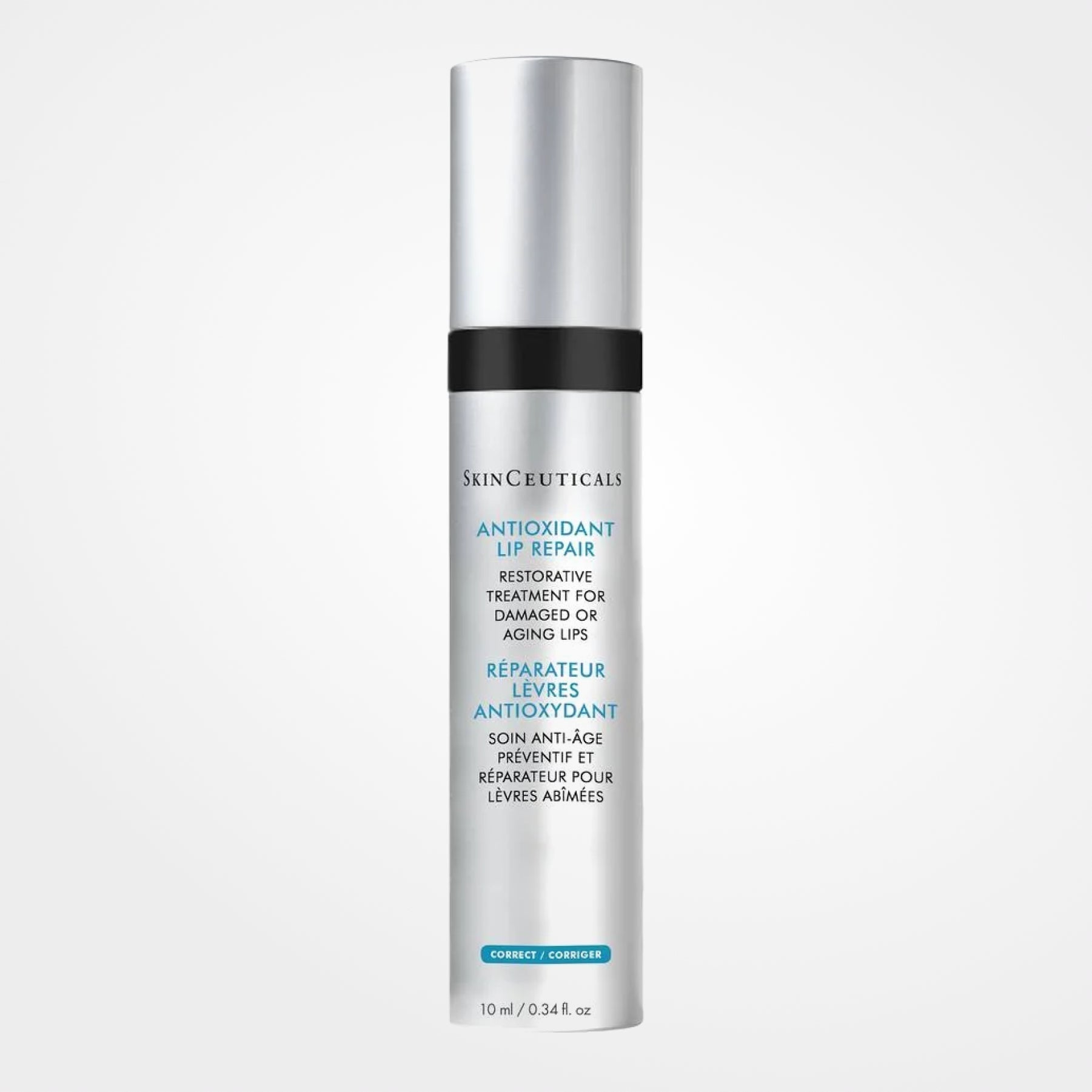 SkinCeuticals Antioxidant Lip Repair tube, hydrating lip treatment with antioxidants, designed for lips, part of eyes, neck & lips product line.