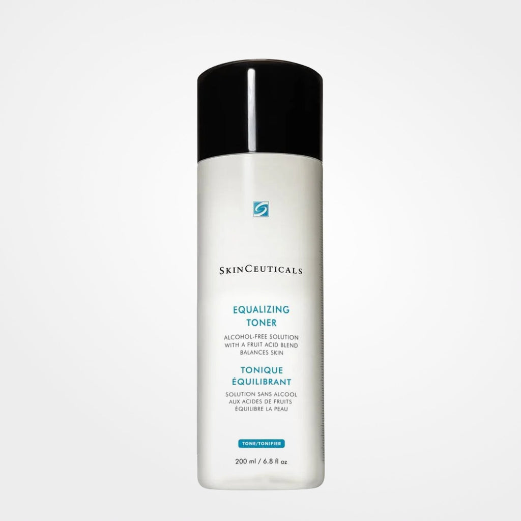 SkinCeuticals Equalizing Toner in a clear bottle with a liquid formula, designed to balance and refresh skin.