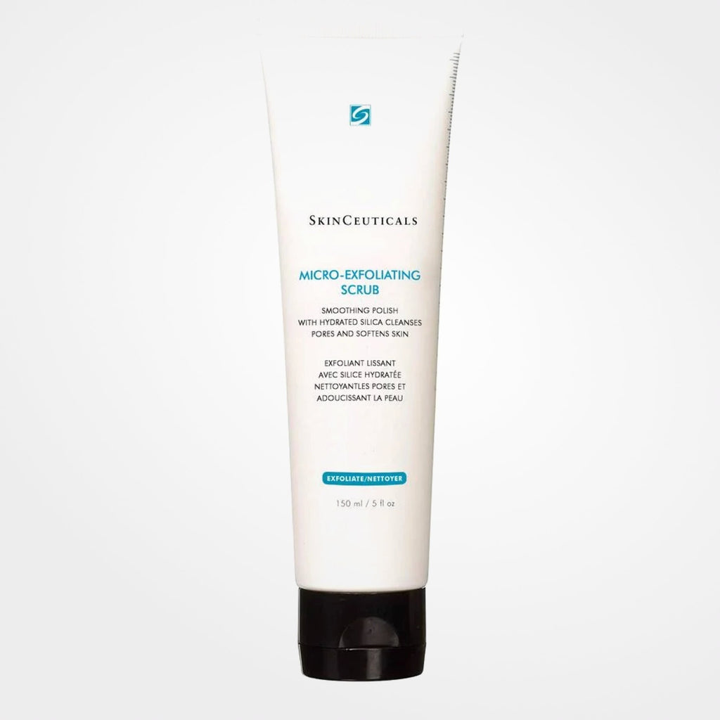 SkinCeuticals Micro-Exfoliating Scrub in a tube, showing the exfoliator's creamy texture and gentle exfoliating particles.
