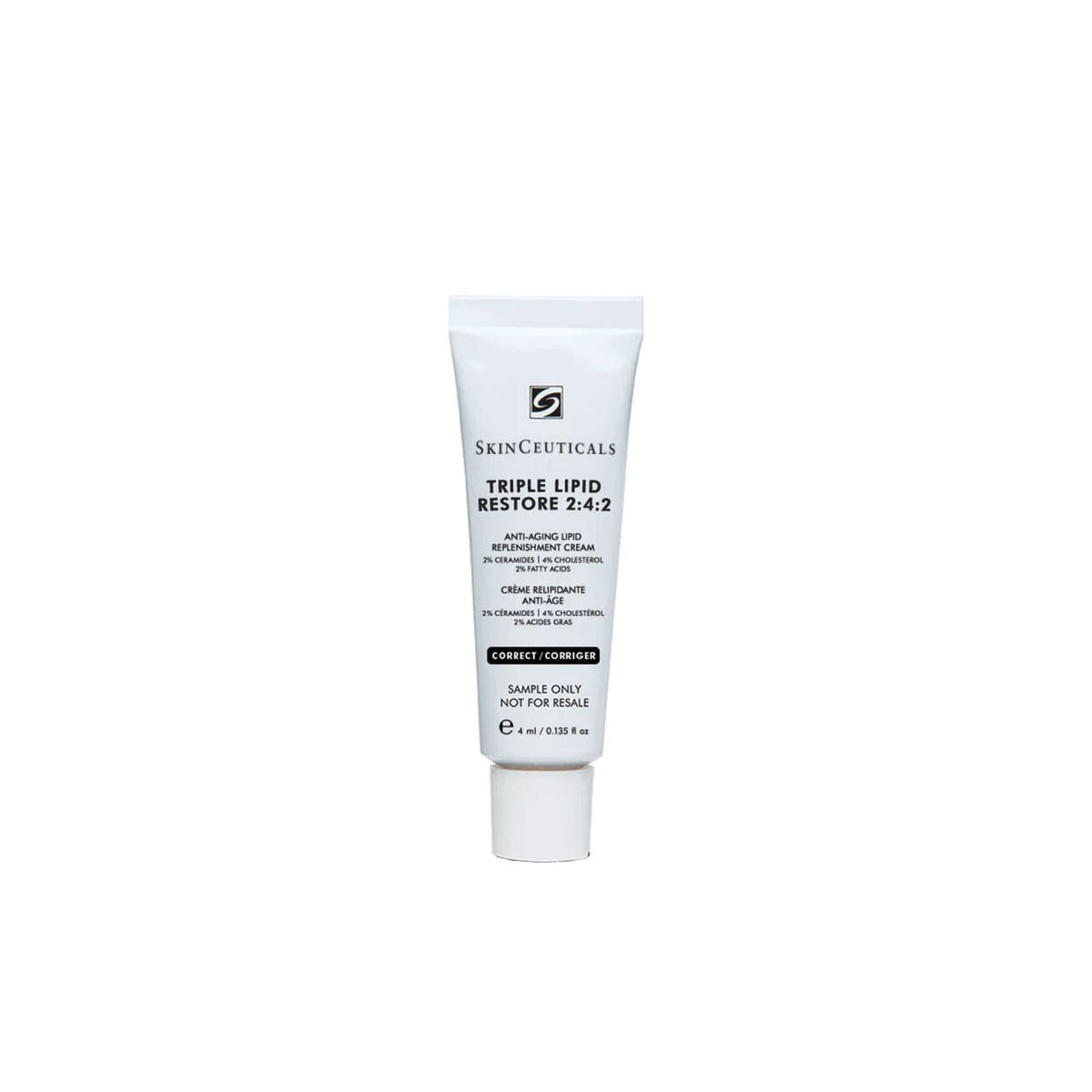 SkinCeuticals Triple Lipid Restore skincare sample in a 4ml tube, part of wedoskin's post-procedure volumizing and plumping kit