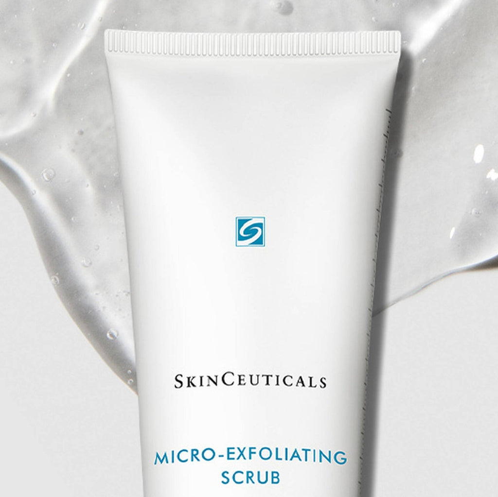 SkinCeuticals Micro-Exfoliating Scrub in a jar, showing the textured exfoliating product with small beads for gentle skin renewal.