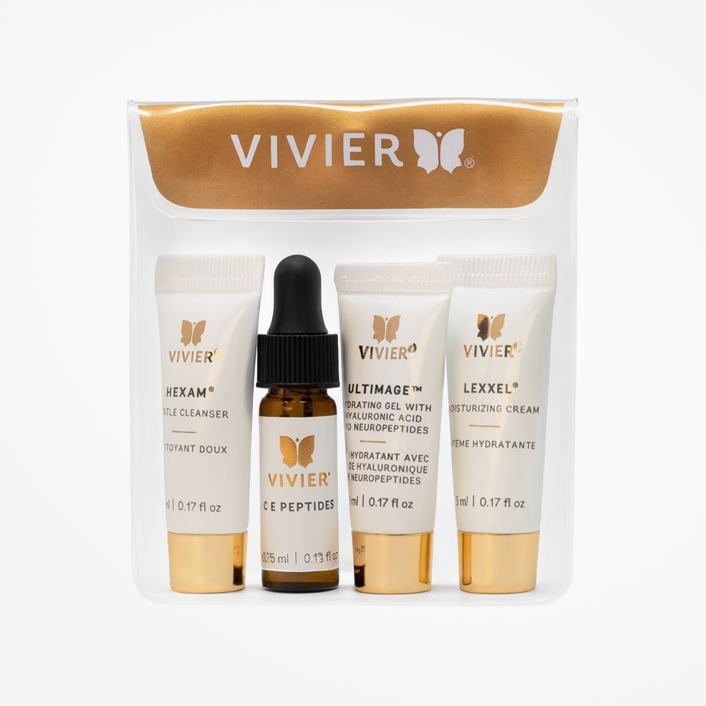 Vivier best sellers deluxe mini travel set by wedoskin featuring four small skincare products in travel-sized containers