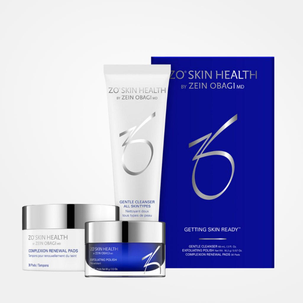 ZOSkinHealth Getting Skin Ready Kit from wedoskin, featuring skincare products in a clear kit for pre-treatment skin preparation.