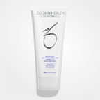 Wet skin with ZO Skin Balancing Cleansing Emulsion from wedoskin, a gentle facial cleanser in a white bottle.