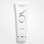 Wedoskin ZO Skin Health Body Emulsion bottle shown, featuring a white and blue label for nourishing body care.