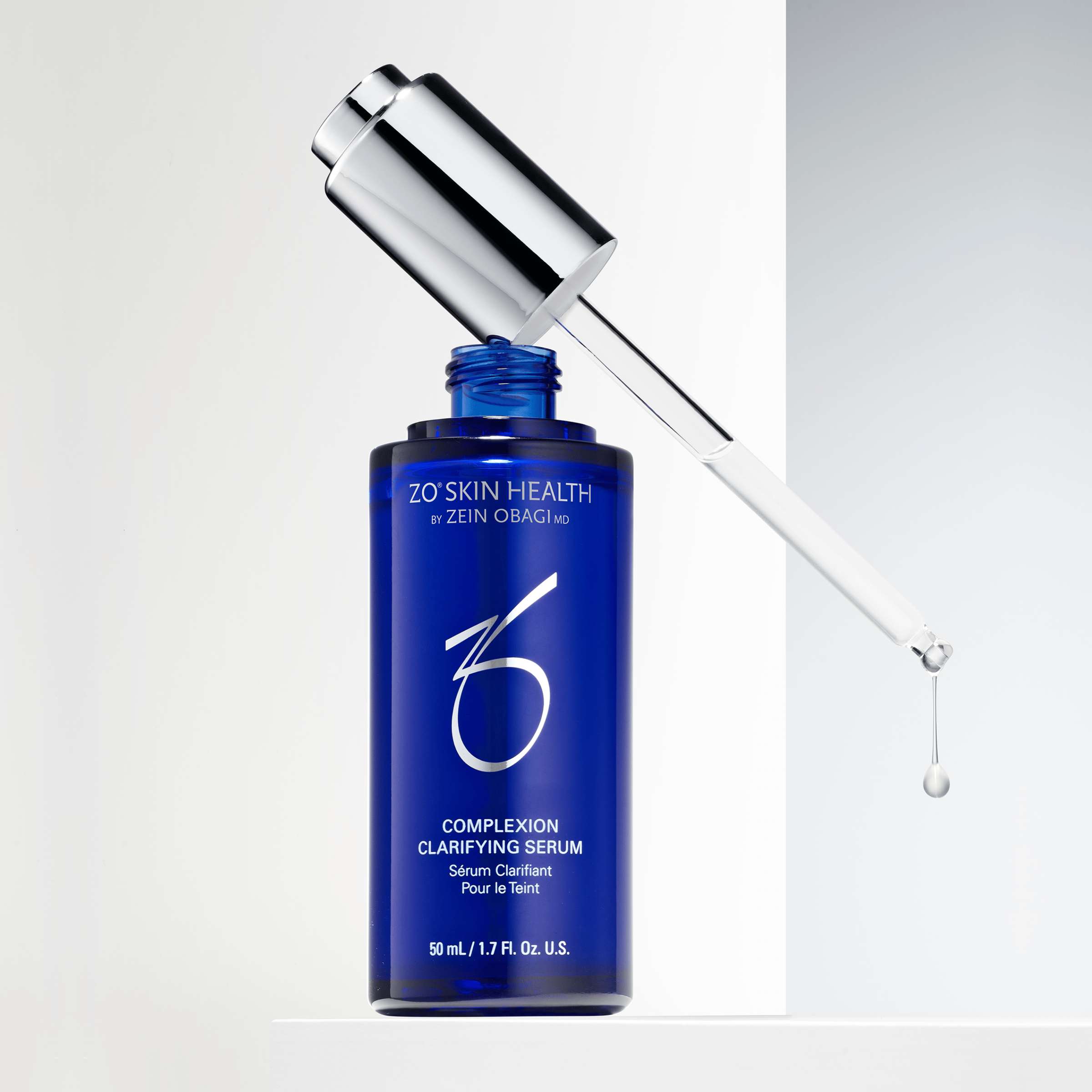 Wedoskin ZO Skin Health Complexion Clarifying Serum in a 50ml bottle, showcasing clear liquid and sleek packaging.