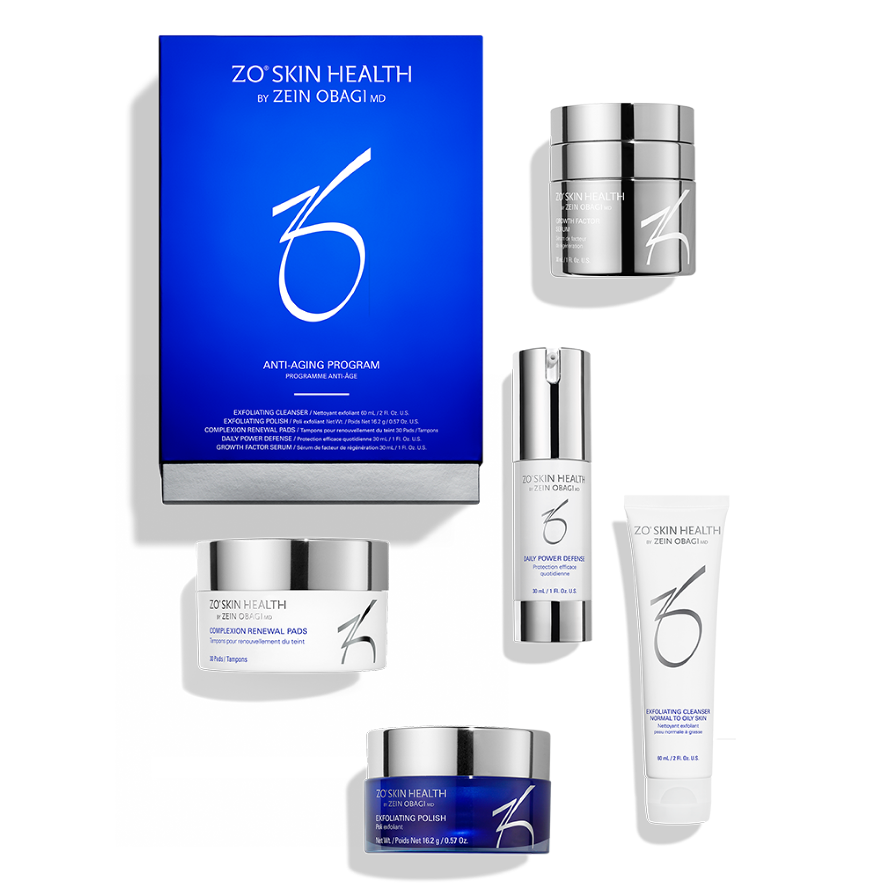 wedoskin ZO Skin Health Anti-Aging Program kit featuring skincare products for youthful, radiant skin in a professional set